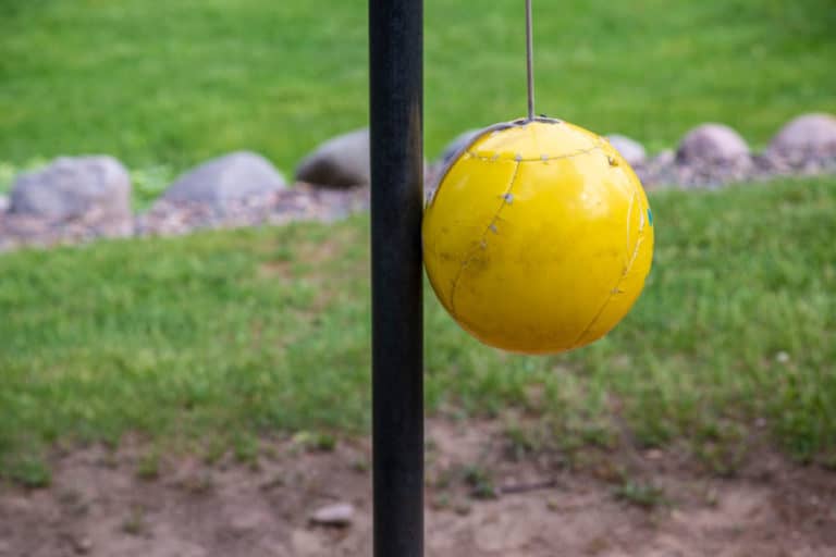 Yellow tetherball for dogs