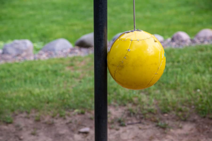 Yellow tetherball for dogs